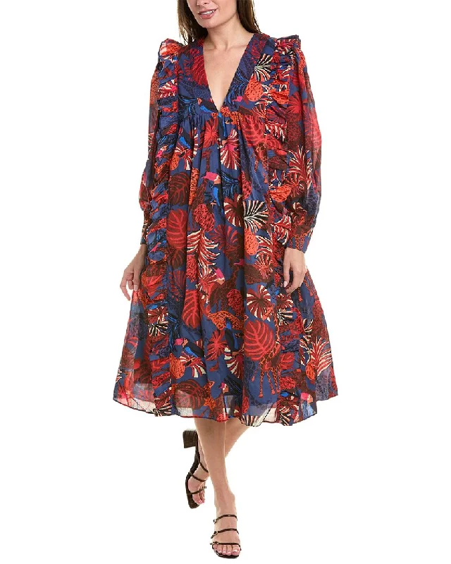 Midi dresses with dramatic sleeves-FARM Rio Animals Tapestry Midi Dress