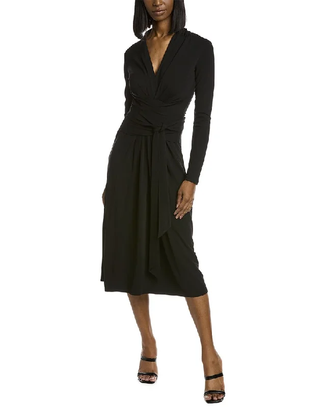 Midi dresses for dinner parties-Michael Kors Collection Wrap Front Midi Dress