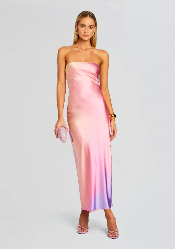 Midi dresses for garden gatherings-Cerith Silk Strapless Midi Dress