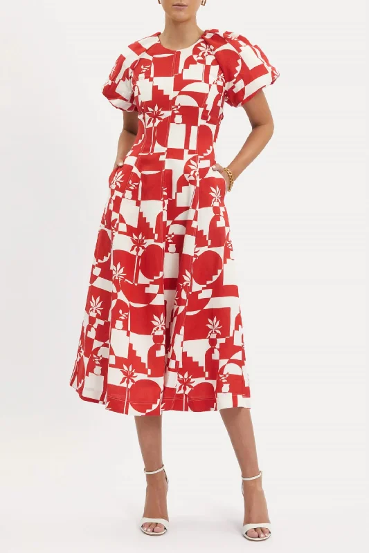 Elegant midi dresses for romantic getaways-Barcelona Midi Dress In Print