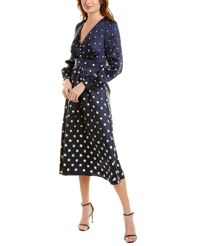 Midi dresses for an afternoon at the park-Oscar de la Renta V-Neck Silk Midi Dress