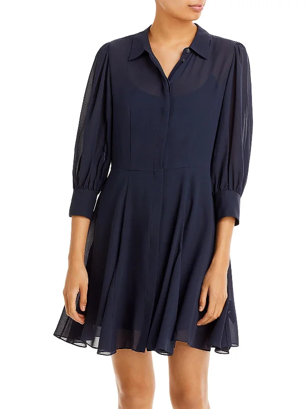 Elegant midi dresses for luxury events-Womens Collared Midi Shirtdress