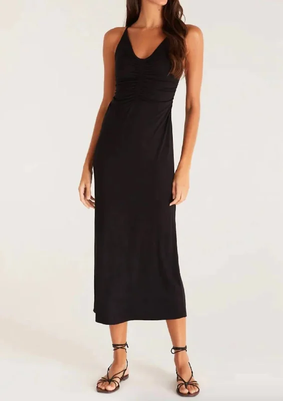 Midi dresses for brunch outings-Positano Midi Dress In Black