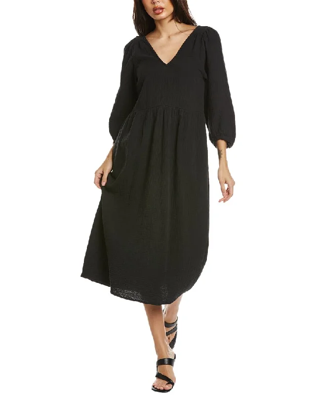 Midi dresses for brunch outings-Madewell Lightspun V-Neck Midi Dress