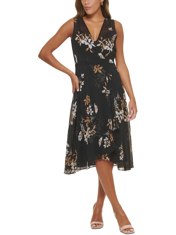 Midi dresses for a fun and casual day-Womens Surplice Mid-Calf Midi Dress