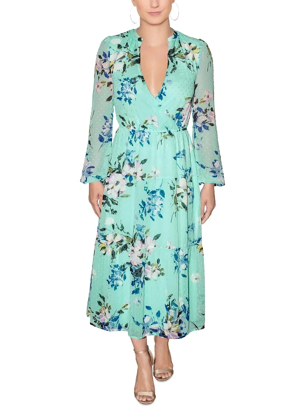 Stylish midi dresses for casual travel-Womens Floral Midi Midi Dress