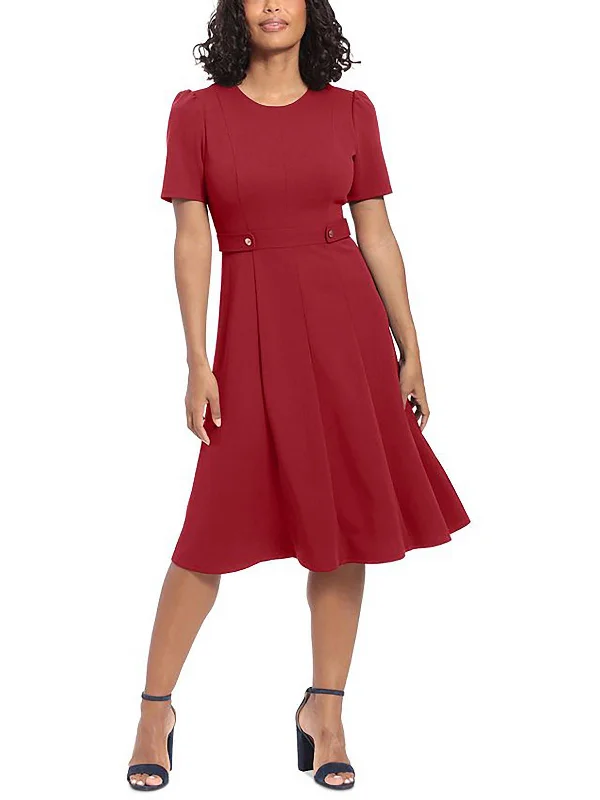 Comfortable midi dresses for running errands-Plus Womens Cocktail Midi Fit & Flare Dress