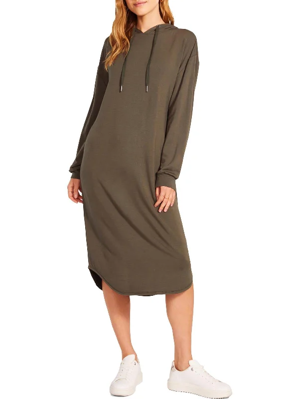 Midi dresses with a chic wrap-around design-Camden Womens Long Sleeves Calf Midi Dress