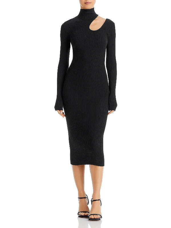 Trendy midi dresses for fashionable outings-Victoria Womens Ribbed Midi Sweaterdress