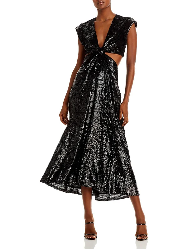 Midi dresses for a casual day at work-Alexis Womens Sequined Midi Evening Dress