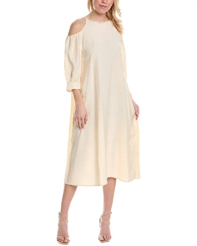 Stylish midi dresses with asymmetrical hems-Peserico Cold-Shoulder Midi Dress