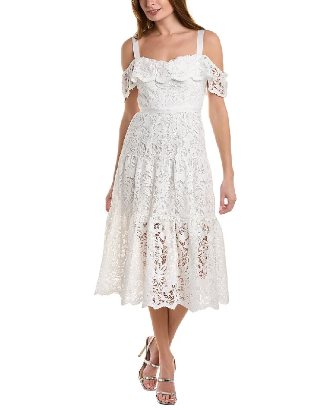 Midi dresses with boho-inspired styles-Marchesa Notte Lace Midi Dress