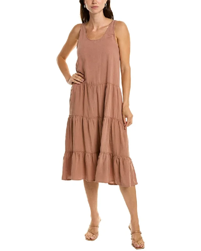 Midi dresses for dinner with family-Splendid Mirage Linen-Blend Midi Dress