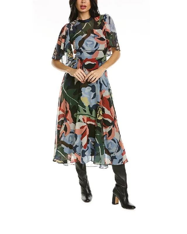 Midi dresses with a chic wrap-around design-Rebecca Taylor Botanical Garden Silk-Blend Midi Dress