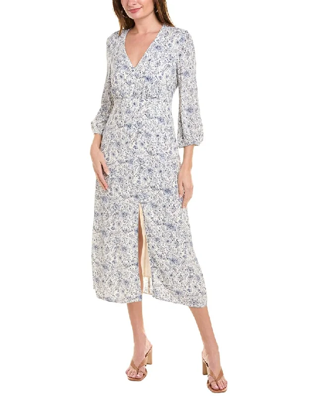 Midi dresses with unique necklines-Splendid x Cella Jane Printed Midi Dress