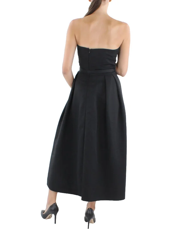 Comfortable midi dresses for walks in the park-Womens Box Pleat Midi Cocktail and Party Dress