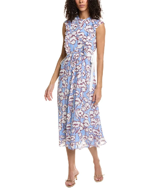 Midi dresses with an A-line fit-Ted Baker Frilled Midi Dress