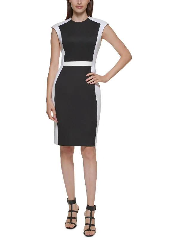 Trendy midi dresses for a weekend getaway-Womens Scuba Midi Sheath Dress