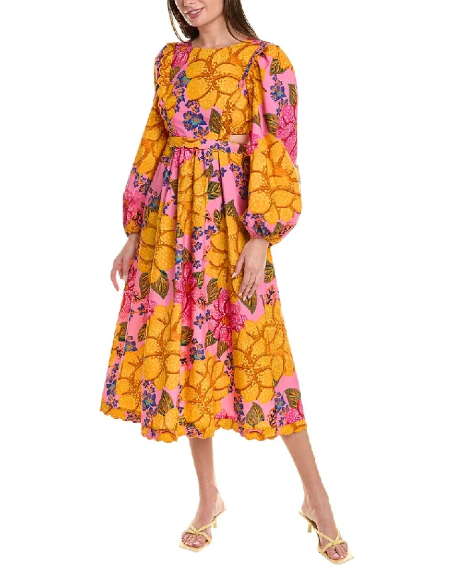 Midi dresses for casual city outings-FARM Rio Flowers Garden Midi Dress