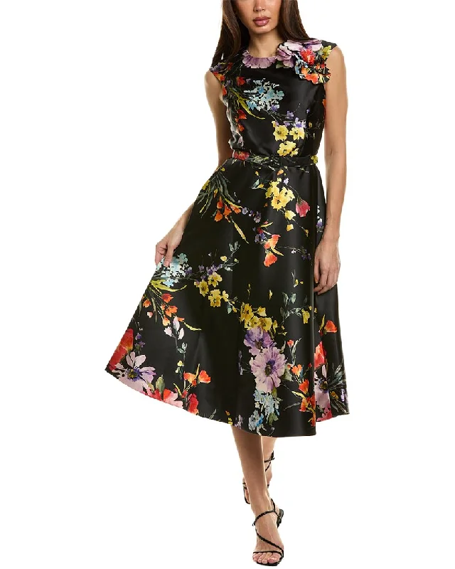 Midi dresses for a casual day at work-Teri Jon by Rickie Freeman Floral Midi Dress