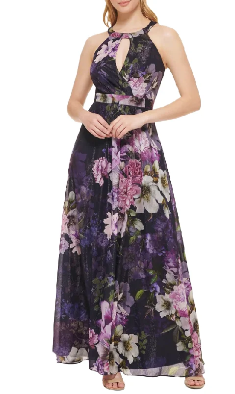 Evening dress with sleek design-14 - jessica howard navy floral lurex gown