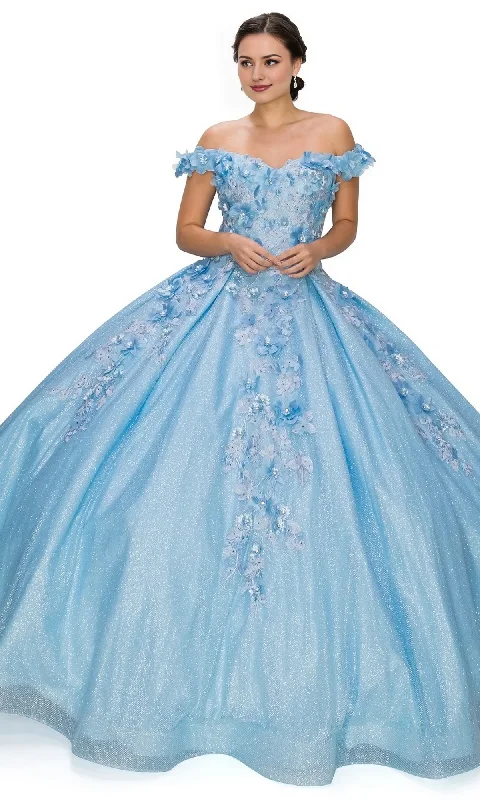 Evening dress for anniversary celebration-Ball Gown Quinceanera Dresses Princess Dress Performance Off Shoulder with Appliques