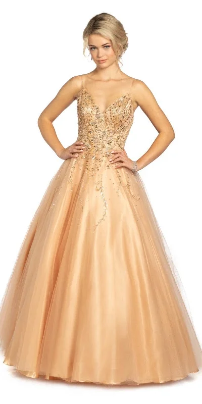 Evening dress for glamorous wedding-Beaded Tulle Lace Up Back Ball Gown