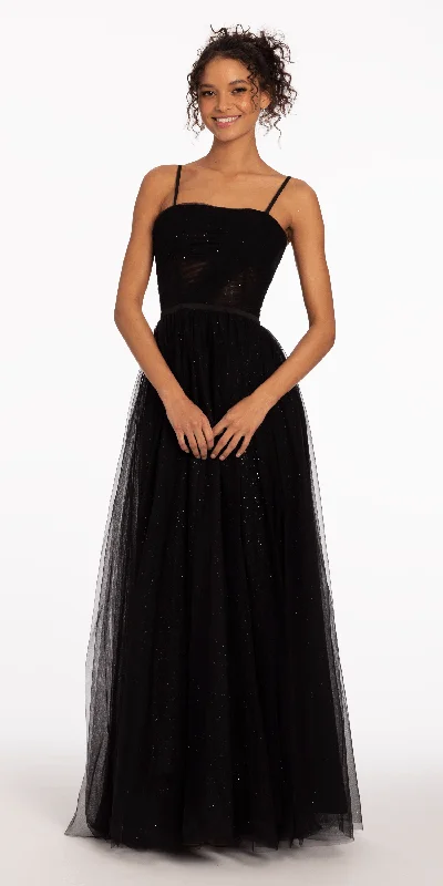 Evening dress for exclusive gathering-Glitter Mesh Ruched Corset Ballgown