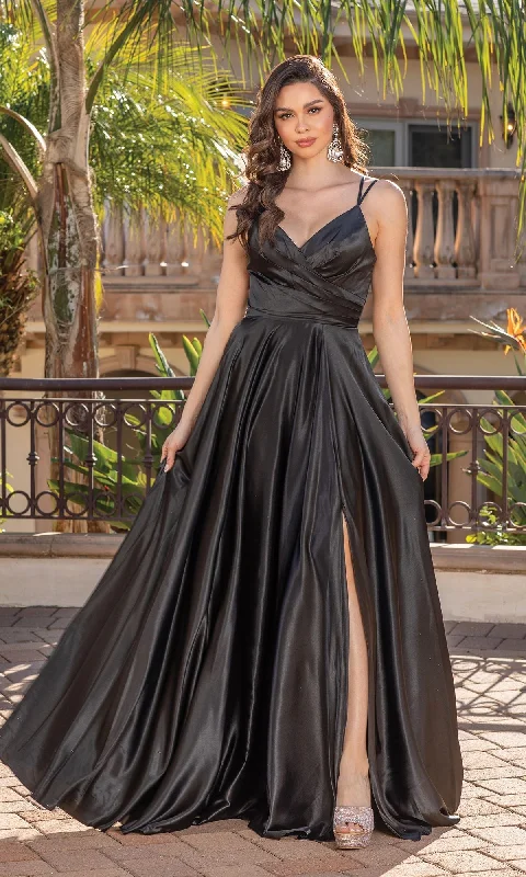 Corset-Back Long A-Line Prom Gown with Pockets