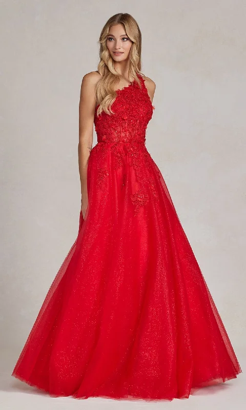 Evening dress for extravagant celebration-One-Shoulder Long Red Prom Ball Gown