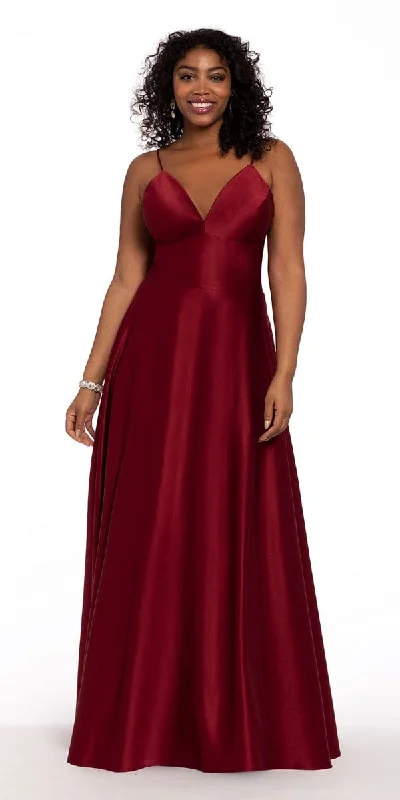 Evening dress for sophisticated wedding-Satin Spaghetti Slip Ball Gown