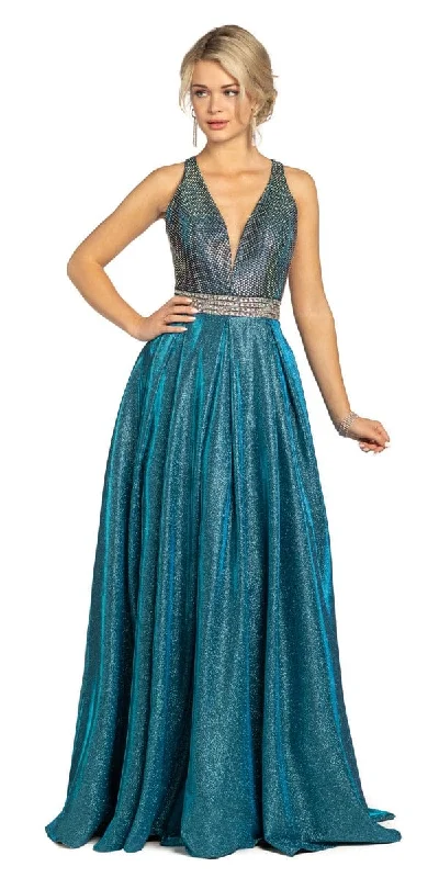 Evening dress for festive gathering-Shimmer Rhinestone Strappy Back Ballgown