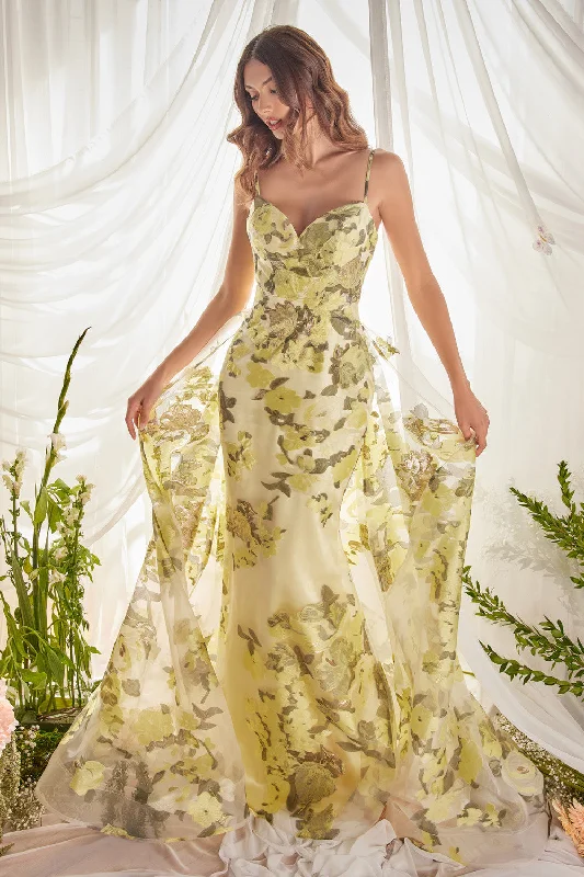 Evening dress with unique beading-Sweetheart Sheath Organza Print Gown by Andrea & Leo Couture A0770 Penelope Gown - Special Occasion