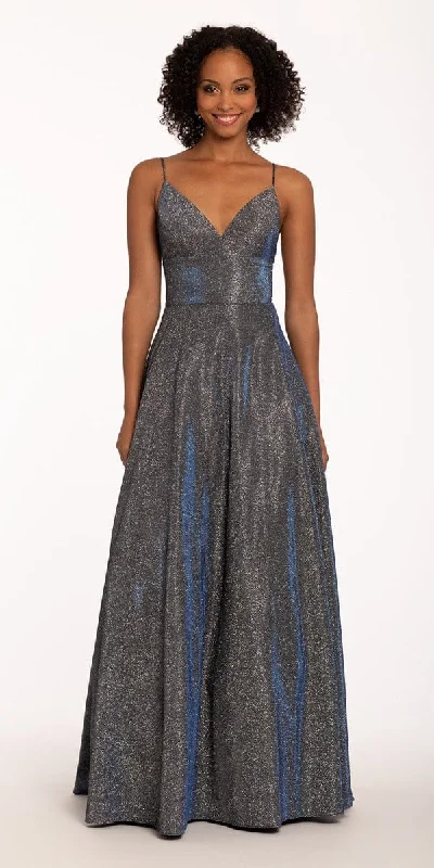 Evening dress for exclusive event-Two Tone Metallic Spaghetti Strap Ballgown