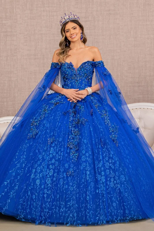 Evening dress for spectacular evening-3D Butterfly Cape Sleeve Ball Gown by Elizabeth K GL3111