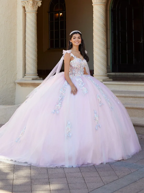 Evening dress for glamorous function-3D Floral Corset Quinceanera Dress by House of Wu 26067