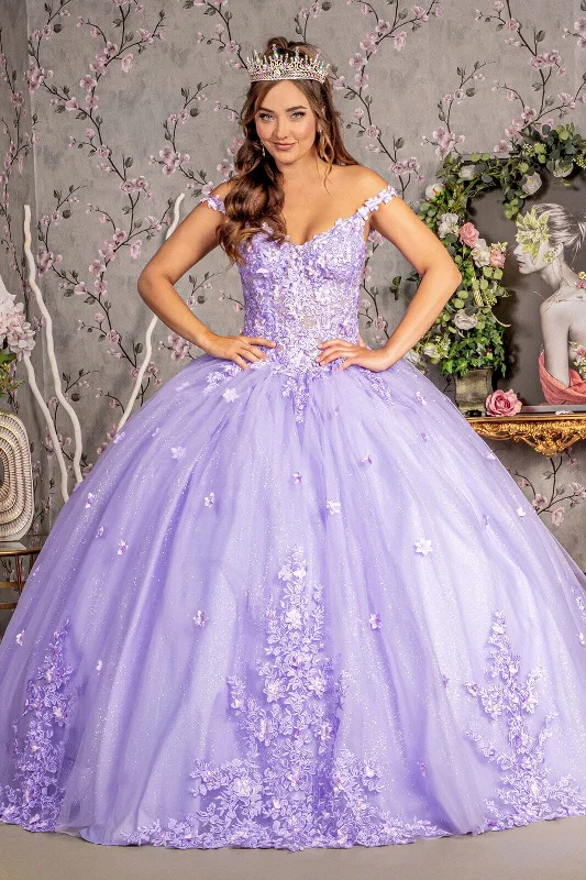 Evening dress for fabulous wedding-3D Floral Off Shoulder Corset Ball Gown by Elizabeth K GL3302