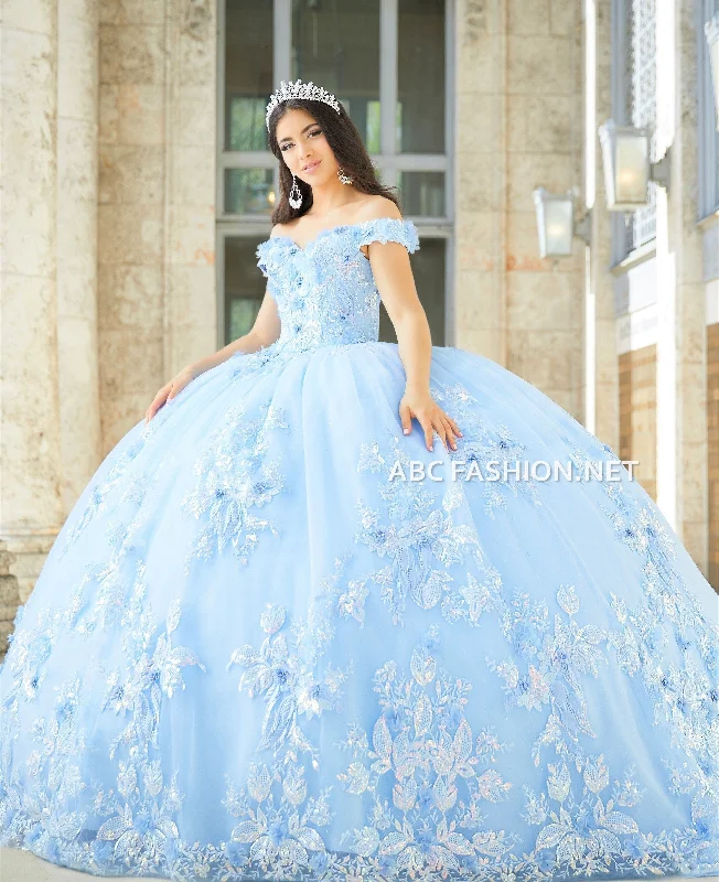 Evening dress for luxurious gathering-3D Floral Quinceanera Dress by House of Wu 26027