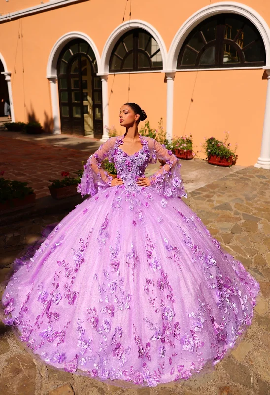 Evening dress with dramatic silhouette-Sleeveless Bell Sleeve Quinceanera Dress by Amarra 54299