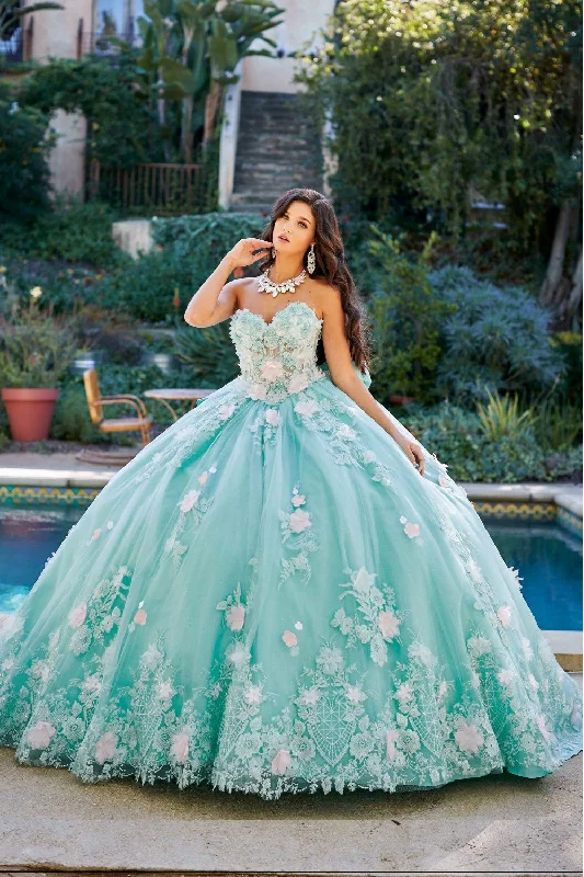 Evening dress for fabulous celebration-3D Floral Strapless Corset Ball Gown by Petite Adele PQ1049