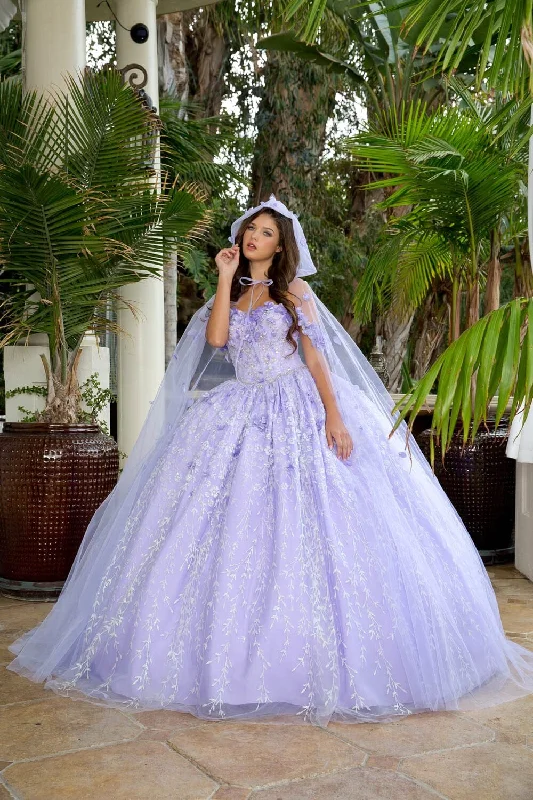 Colorful evening dress for festive event-3D Floral Sweetheart Cloak Ball Gown by Petite Adele PQ1004