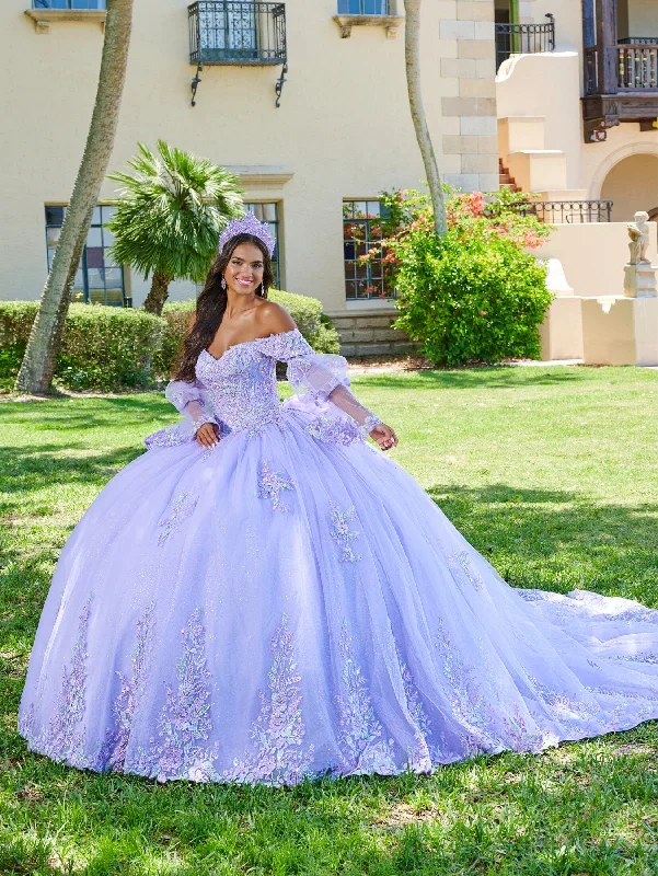 Stunning evening dress with crystals-Applique Bell Sleeve Quinceanera Dress by House of Wu 26078