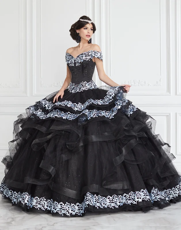 Evening dress for fabulous reception-Applique Off Shoulder Tiered Quinceanera Dress by LA Glitter 24062