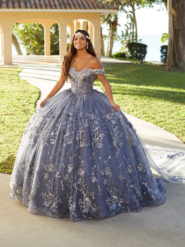 Evening dress for extravagant function-Beaded Off Shoulder Quinceanera Dress by Fiesta Gowns 56479