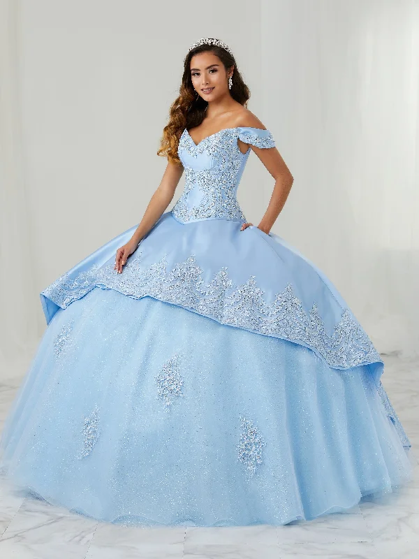 Evening dress with modern flair-Beaded Off Shoulder Quinceanera Dress by LA Glitter 24086