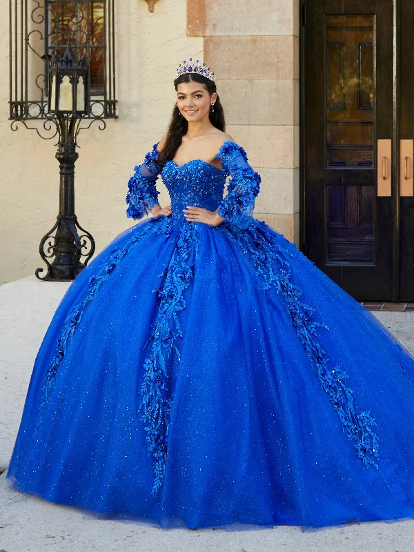 Evening dress with elegant silhouette-Bell Sleeve Cape Quinceanera Dress by House of Wu 26057