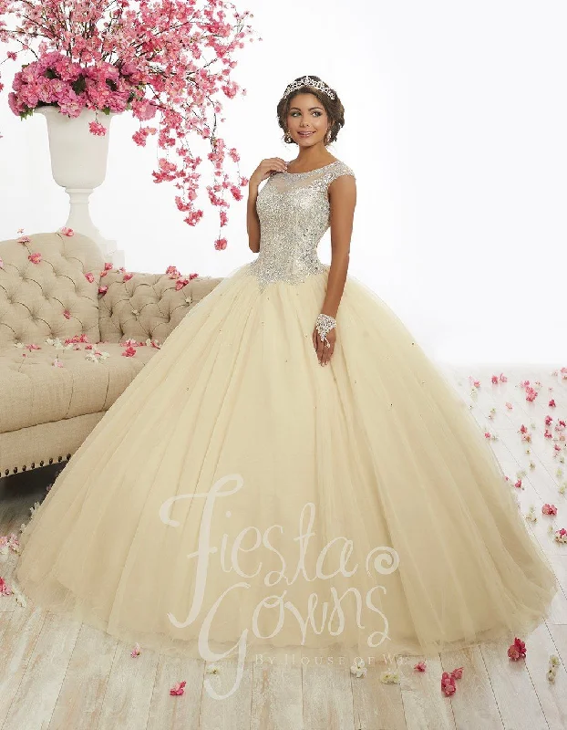 Evening dress for romantic anniversary-Cap Sleeve A-Line Quinceanera Dress by Fiesta Gowns 56338