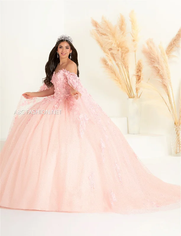 Evening dress for dazzling wedding-Cape Sleeve Quinceanera Dress by Fiesta Gowns 56454