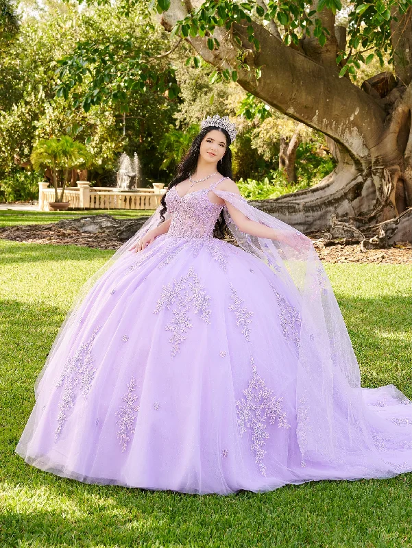 Evening dress for classic wedding-Cape Sleeve Quinceanera Dress by LizLuo Fiesta 56516