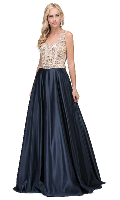 Evening dress for romantic celebration-Beaded-Bodice Classic Formal Ball Gown with Pockets